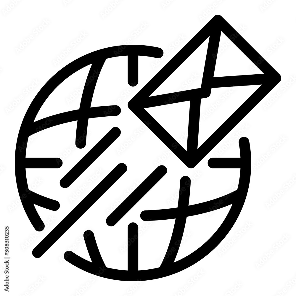 Poster global mail icon. outline global mail vector icon for web design isolated on white background