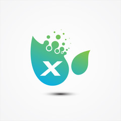 Leaf vector design with X letter symbol design minimalist