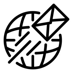 Global mail icon. Outline global mail vector icon for web design isolated on white background