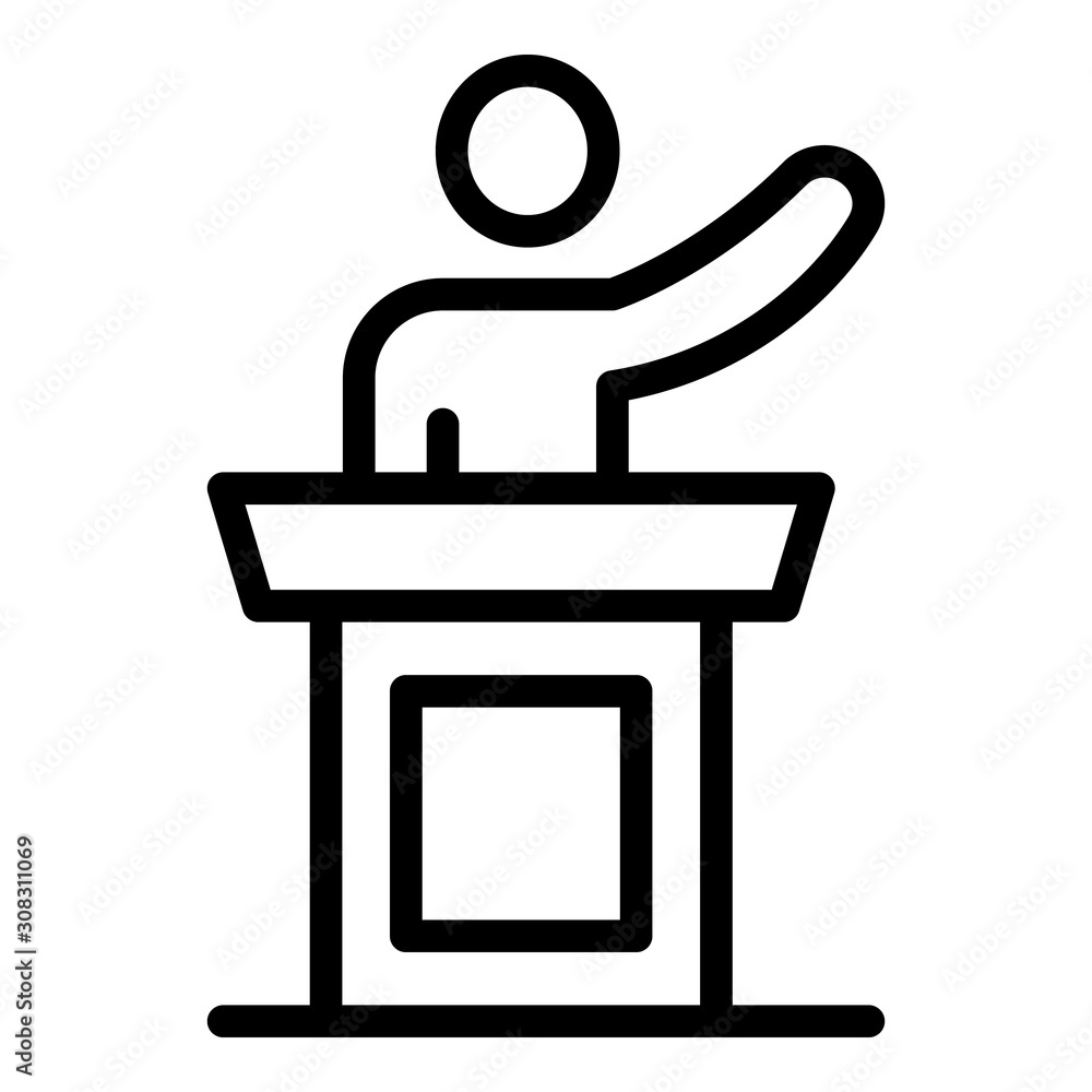 Poster justice speaker icon. outline justice speaker vector icon for web design isolated on white backgroun