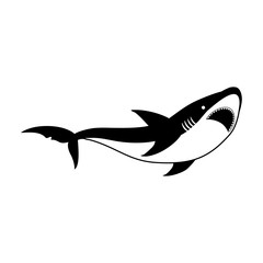 Fototapeta premium Shark vector icon.Black vector icon isolated on white background shark.