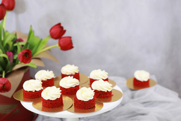 Beautiful festive cake biscuit with different creams