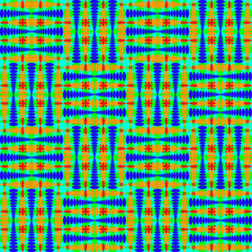 Strict Dark Green Tiles Of Intersecting Orange Squares And Red Curly Rhombuses.