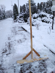 Snow shovel, Winter time, White background