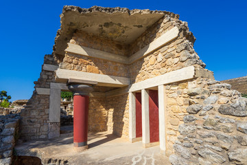Palace of Knossos, Crete, Greece: partly restored ruins with columns