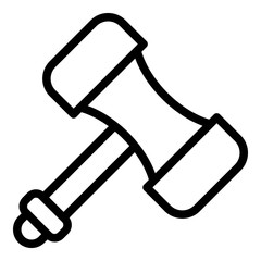 Judge gavel icon. Outline judge gavel vector icon for web design isolated on white background