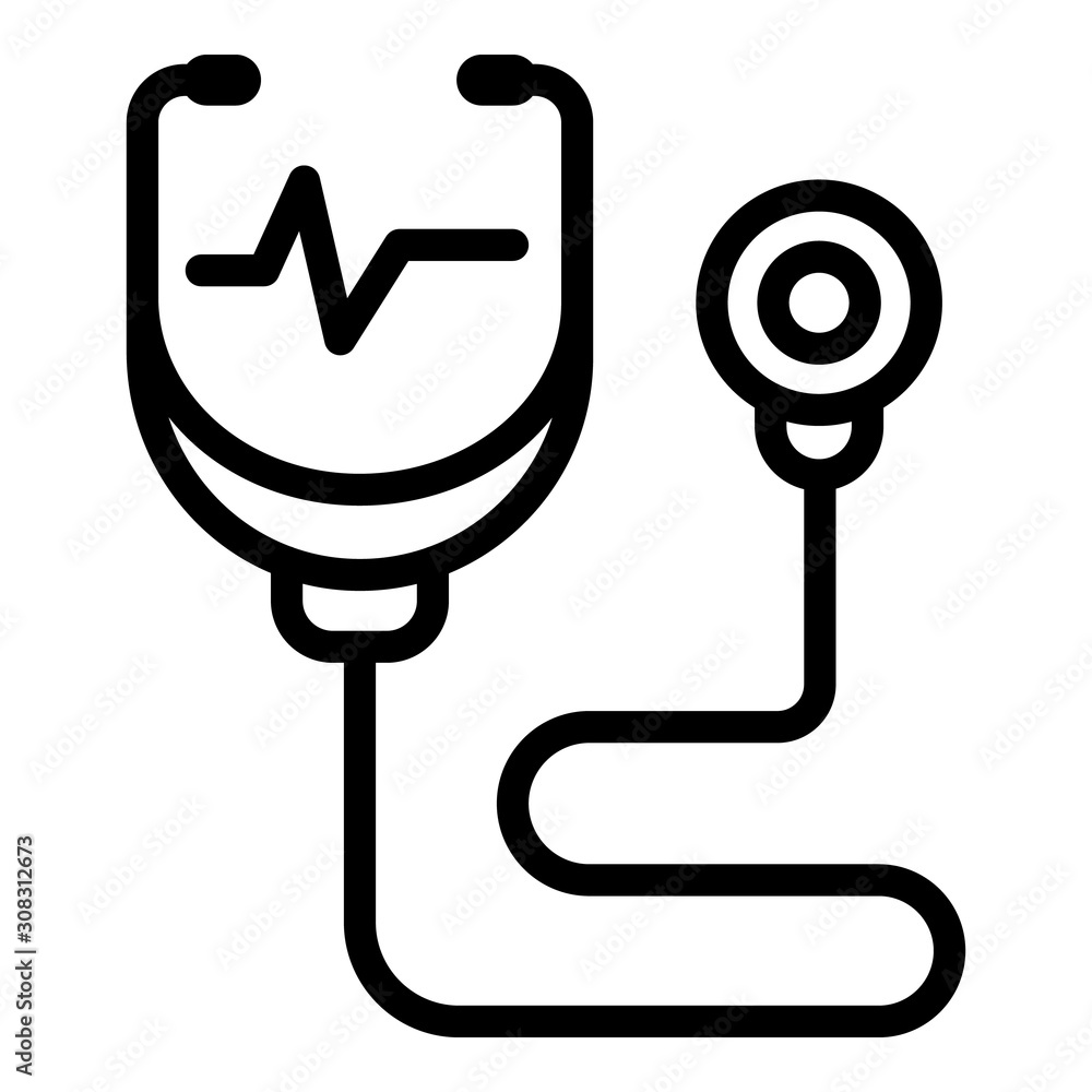 Poster stethoscope heart rate icon. outline stethoscope heart rate vector icon for web design isolated on w