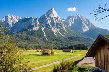 Fototapeta na wymiar Summer Alpine landscape, near Pfunds, Austria, Tyrol