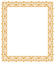 Decorative frame Elegant vector element for design in Eastern style, place for text. Floral golden border. Lace illustration for invitations and greeting cards.