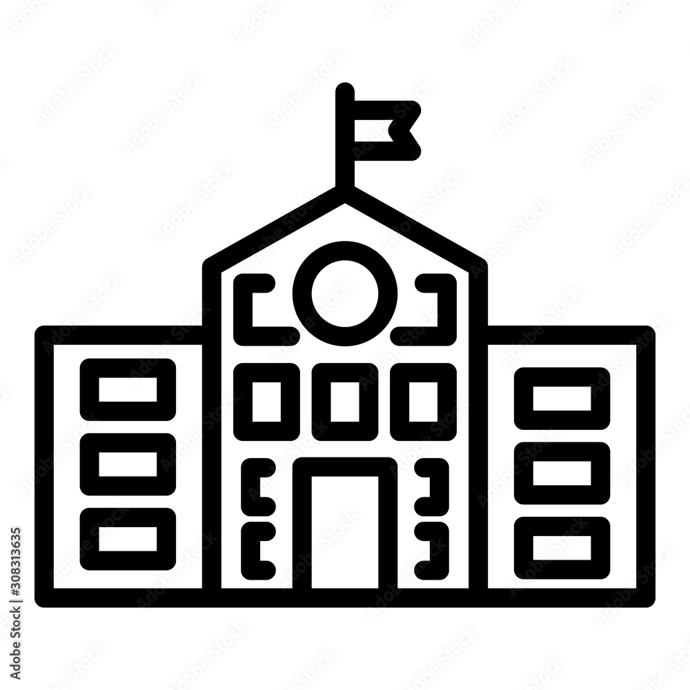 Poster school building icon. outline school building vector icon for web design isolated on white backgroun