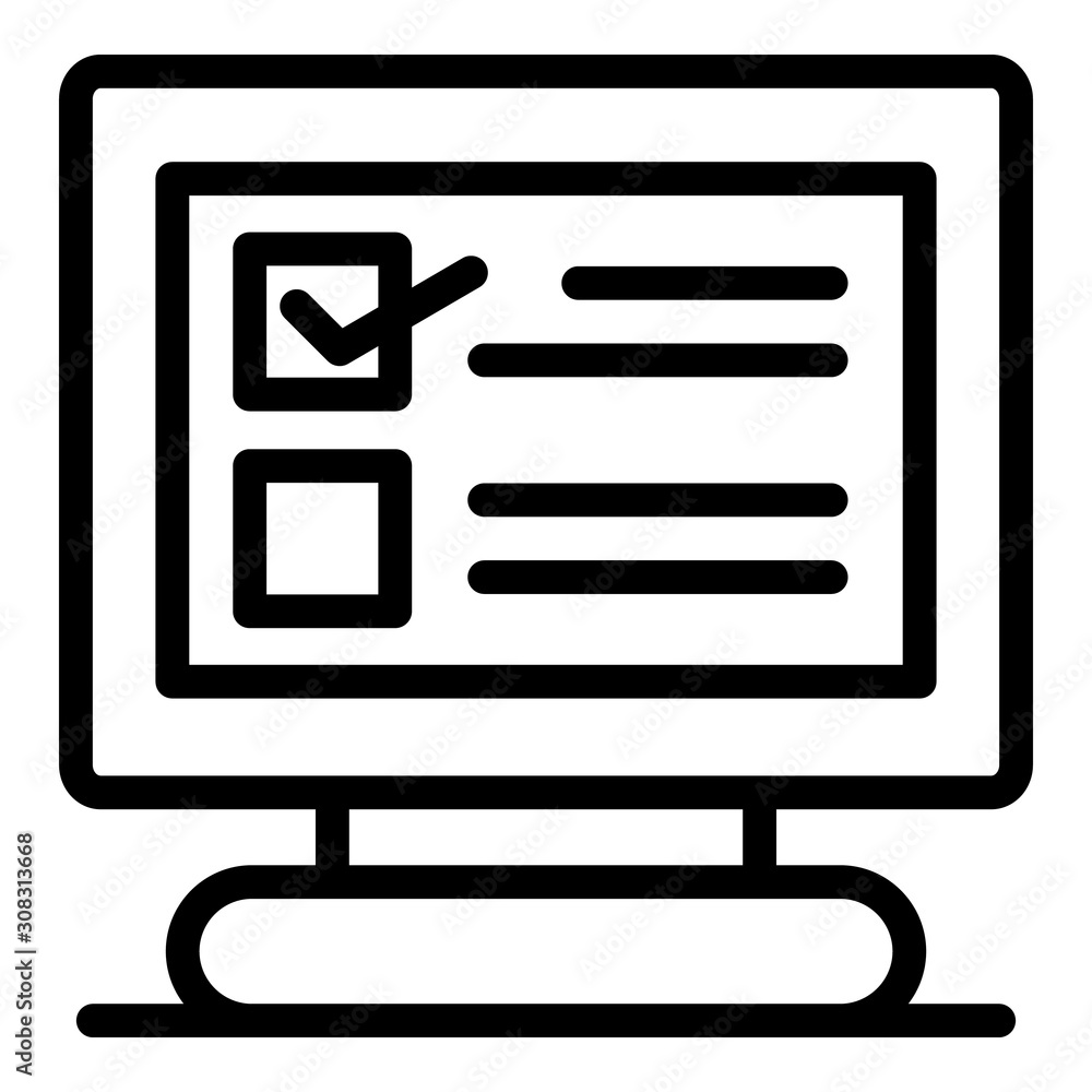 Poster computer test icon. outline computer test vector icon for web design isolated on white background