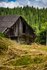 a wooden barn