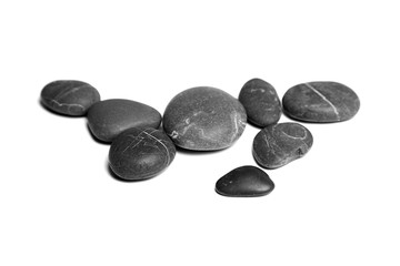 Black stones isolated on white background