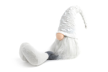 Gnome a Christmas elf on white background