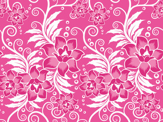 Seamless pattern with floral vector Illustration, Indonesian batik motif