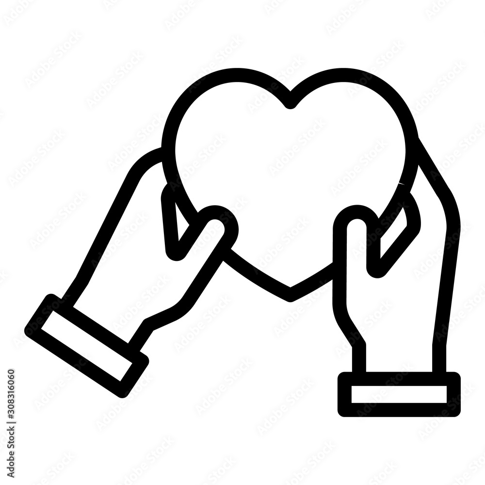 Poster heart in hands icon. outline heart in hands vector icon for web design isolated on white background