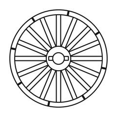 Fototapeta premium Wheel of cart vector icon.Line vector icon isolated on white background wheel of cart.