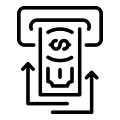 Atm cash send icon. Outline atm cash send vector icon for web design isolated on white background