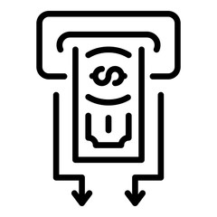 Atm money cash icon. Outline atm money cash vector icon for web design isolated on white background