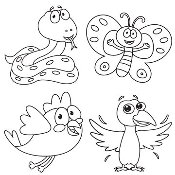 Coloring Page Of Cartoon Animals