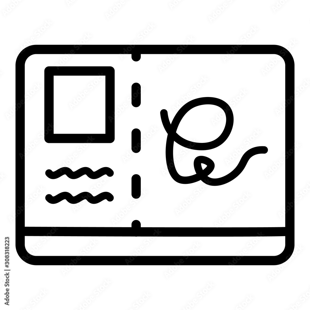 Poster biometric passport icon. outline biometric passport vector icon for web design isolated on white bac