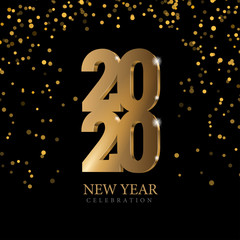 Vector text Design 2020. gold 3d numbers. Happy new year template greeting card.