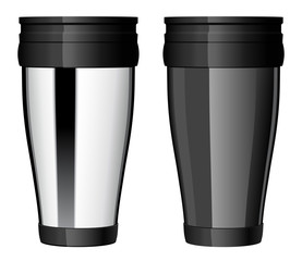 Shiny Metal travel thermo cup vector. eps 10