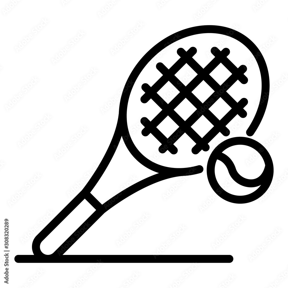 Poster tennis racket icon. outline tennis racket vector icon for web design isolated on white background