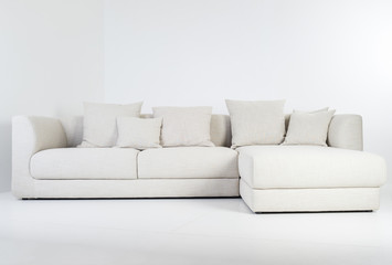 Modern furniture in white room