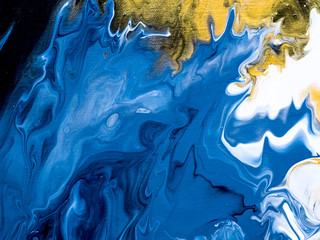 Classic Blue with gold creative abstract hand painted background