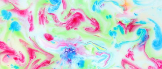 Fluid art. Trendy wallpaper. Abstract multicolored background. Holographic background. Design backdrop. Widescreen