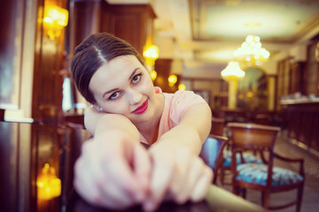 Beautiful attractive woman in evening dress for luxury, vip, nightlife and party concept