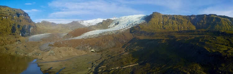 Iceland Glacier Cave a bird eye aerial view from drone