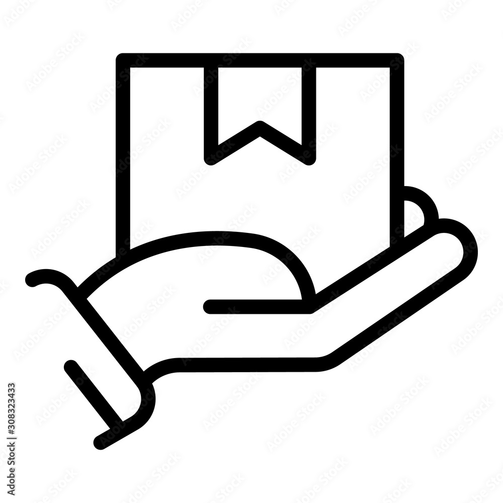 Poster hand keep box icon. outline hand keep box vector icon for web design isolated on white background