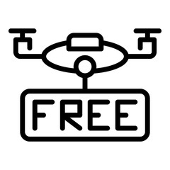 Free drone delivery icon. Outline free drone delivery vector icon for web design isolated on white background