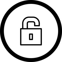 Circle Outline Unlock Icon With White Background
