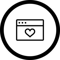 Circle Outline Heart Browser Icon With White Background