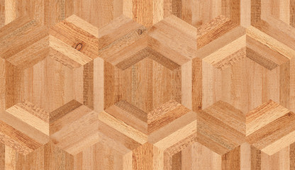 Brown wooden wall with hexagonal pattern. Light wood texture for background.
