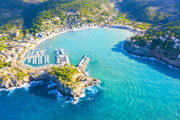 Beautiful harbour of Port de Soller, Majorca, Balearic Islands, Spain