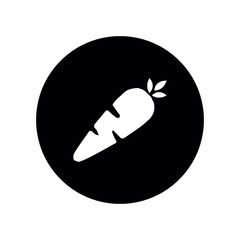Cartoon Carrot Vegetable in black silhouette vector icon