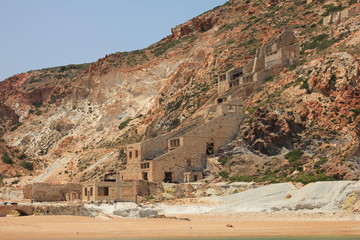 Abandoned old sulfur mine in Milos, Greece
