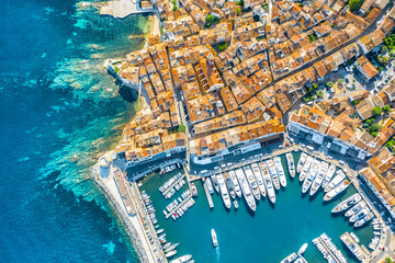 View of the city of Saint-Tropez, Provence, Cote d'Azur, a popular destination for travel in Europe