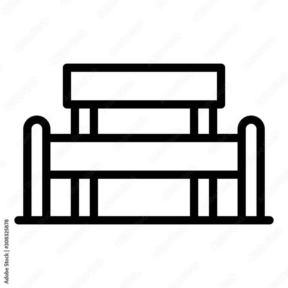 Poster garden bench in front icon. outline garden bench in front vector icon for web design isolated on whi