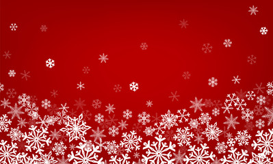 Red background with snowflakes. Vector illustration