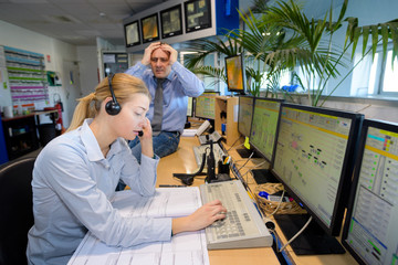 female customer service working in call center