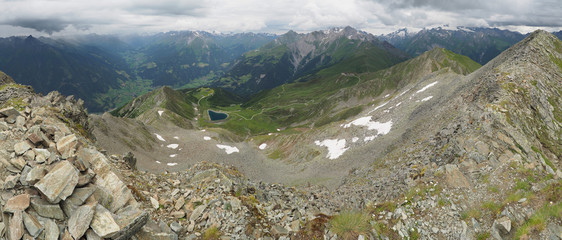 Alpine panorama from the rocky peak