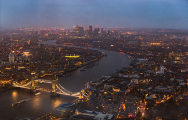 Tower Bridge Thames River and London City Skyline