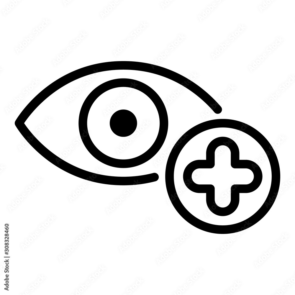 Poster eye plus icon. outline eye plus vector icon for web design isolated on white background