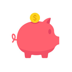Piggy bank icon. Flat design. Vector icon