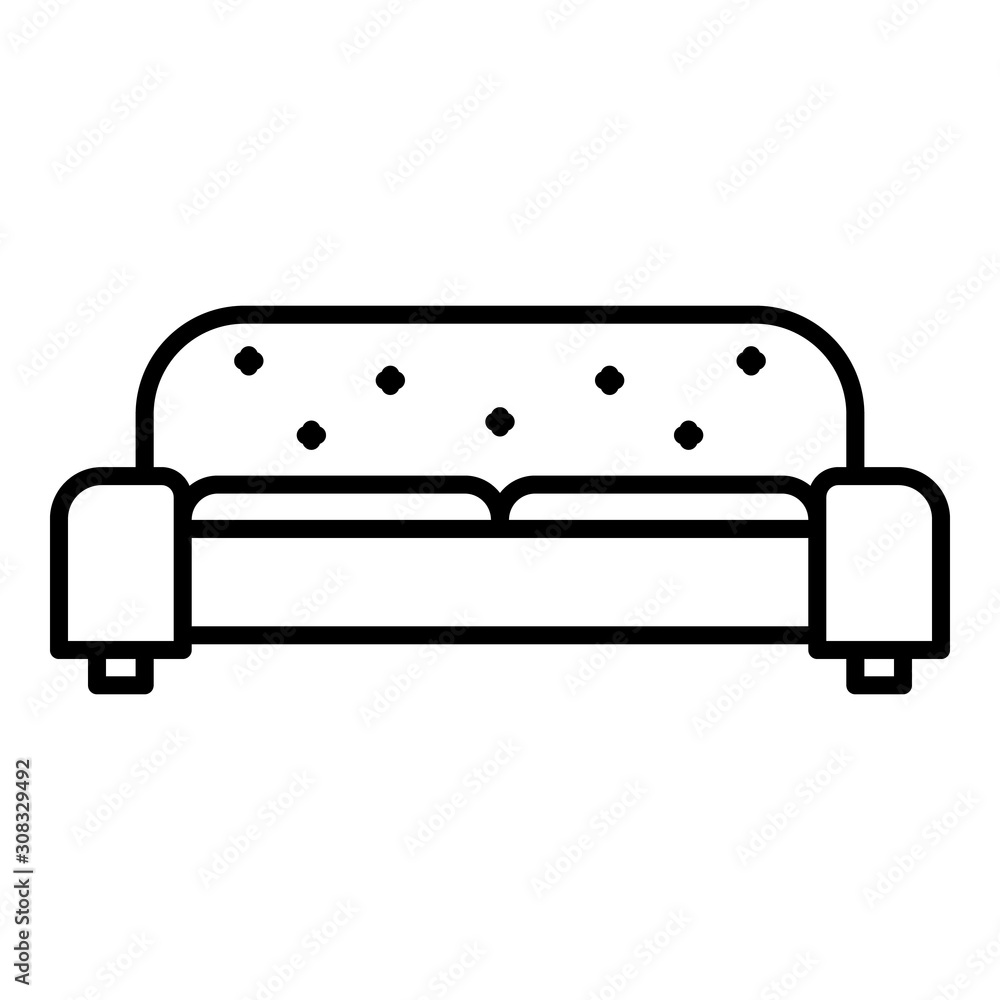 Poster room sofa icon. outline room sofa vector icon for web design isolated on white background